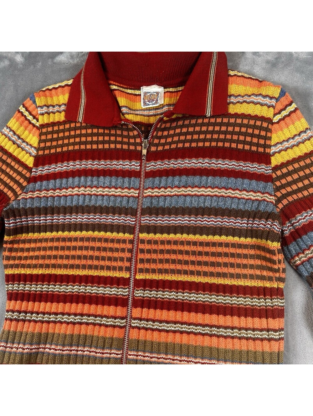 Vintage Oilily Women’s Small Full Zip Sweater Multicolor Striped Knit Y2K